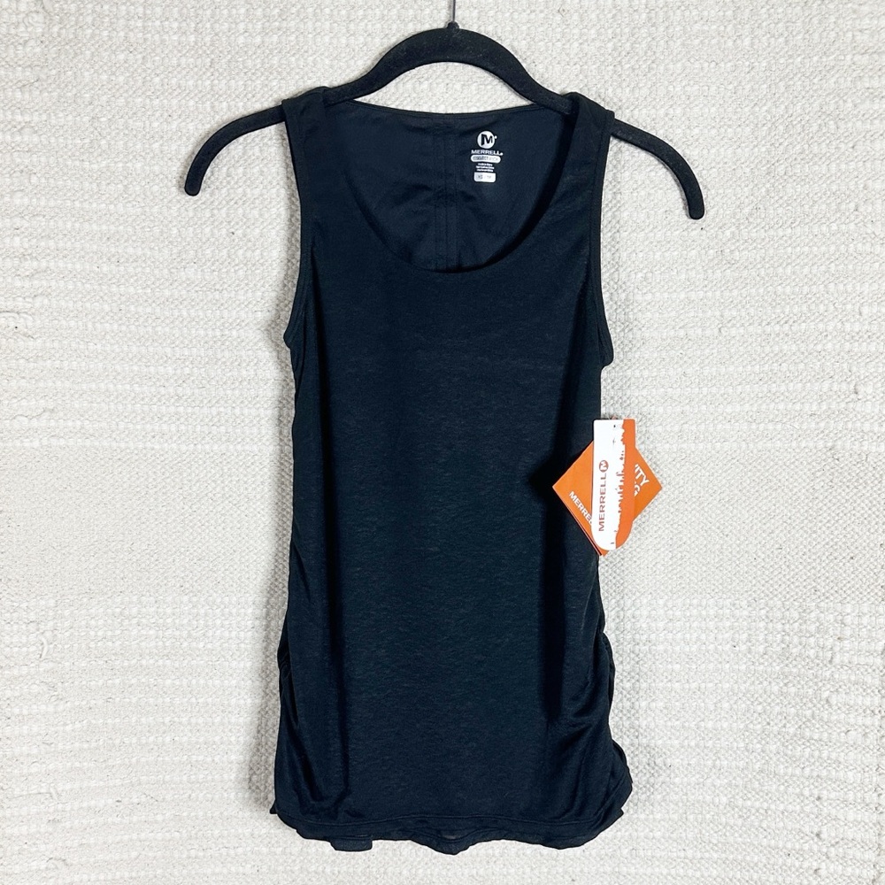 MERRELL black side ruched Select Wick vented back outdoors tank top XS NEW